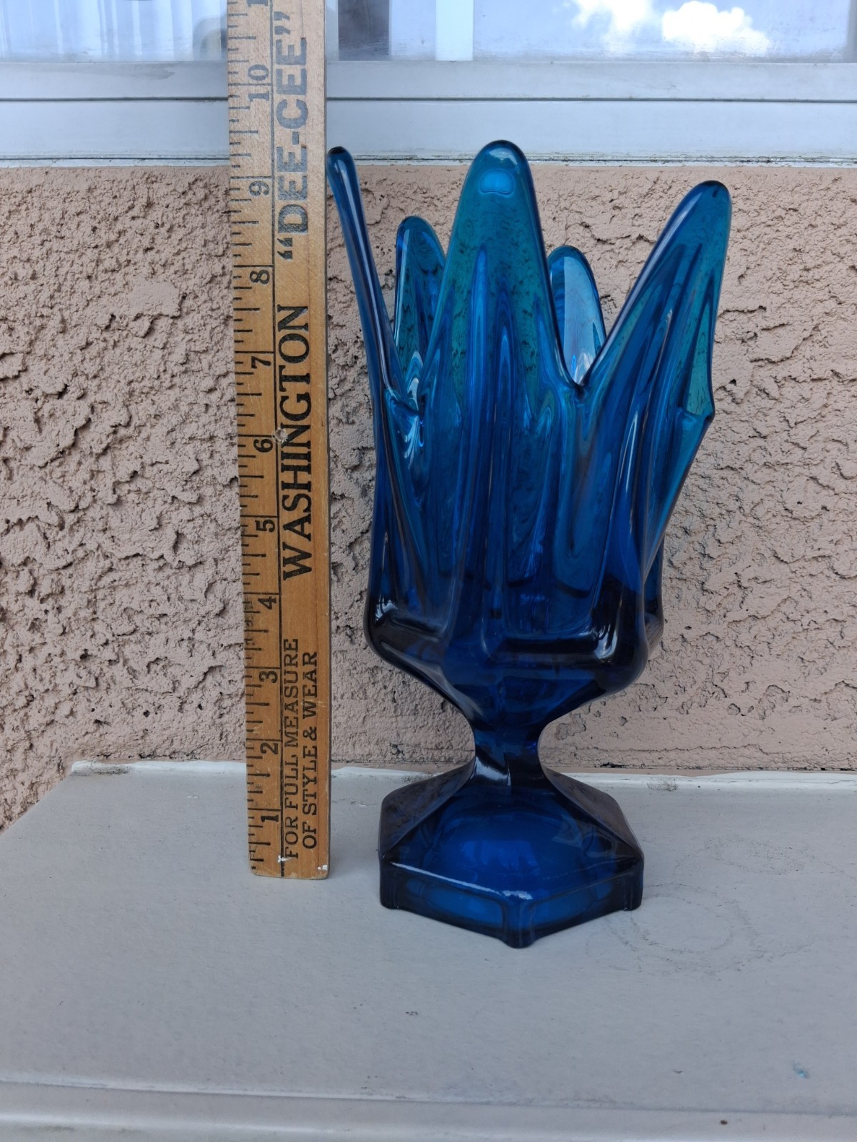 Striking Vintage Viking Bluenique Swung Handkerchief Vase, Column Base