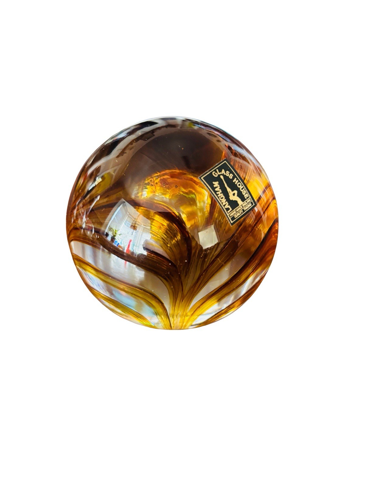 Vintage Langham Glass Large Paperweight Rare Color!