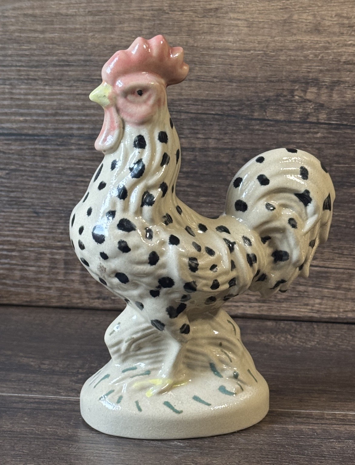 Beaumont Brothers Pottery BBP Spotted Chicken Rooster Stoneware Figurine 8”