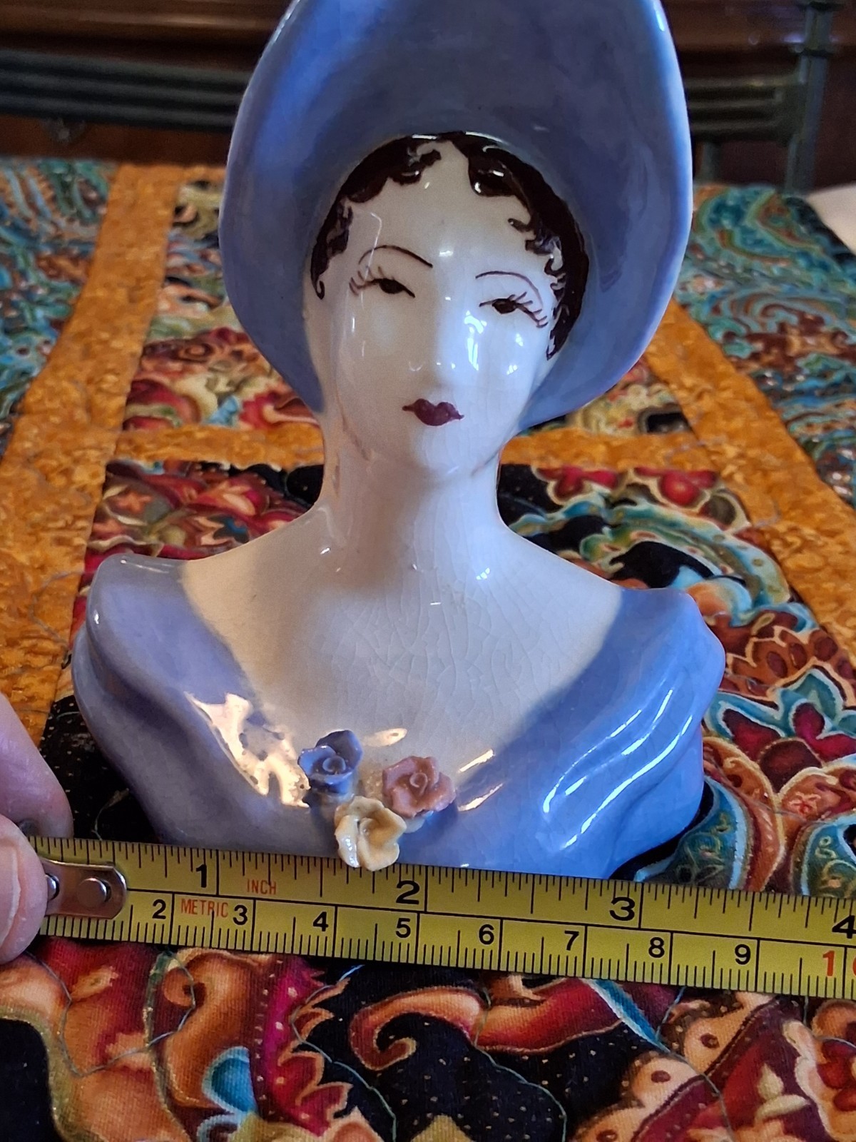 Ceramic Lady Head Vase 5-inch,VERY GOOD Cond.