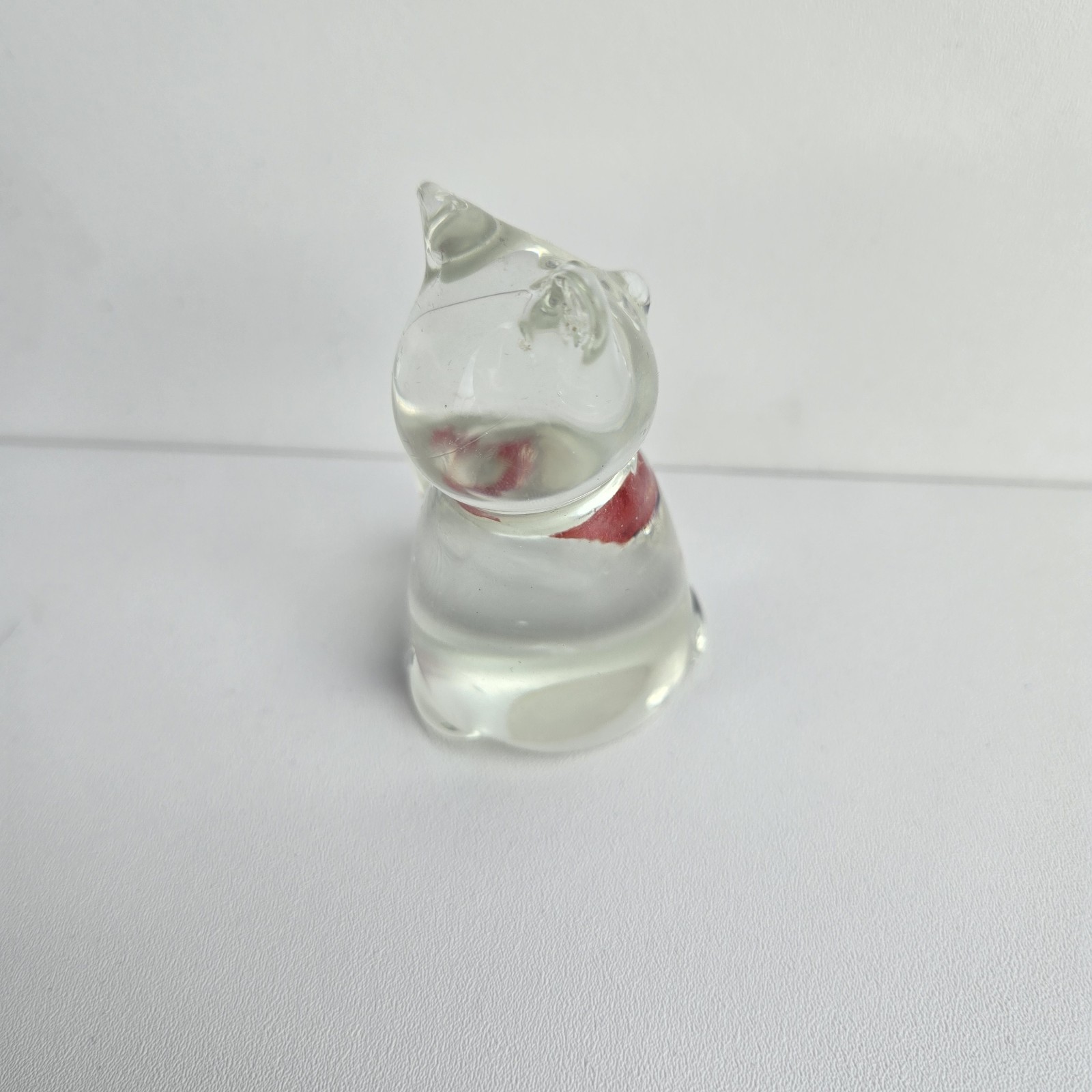 Crystal Cat Gold Fish Paperweight Figurine Glass Vintage Gold Fish Sculpture