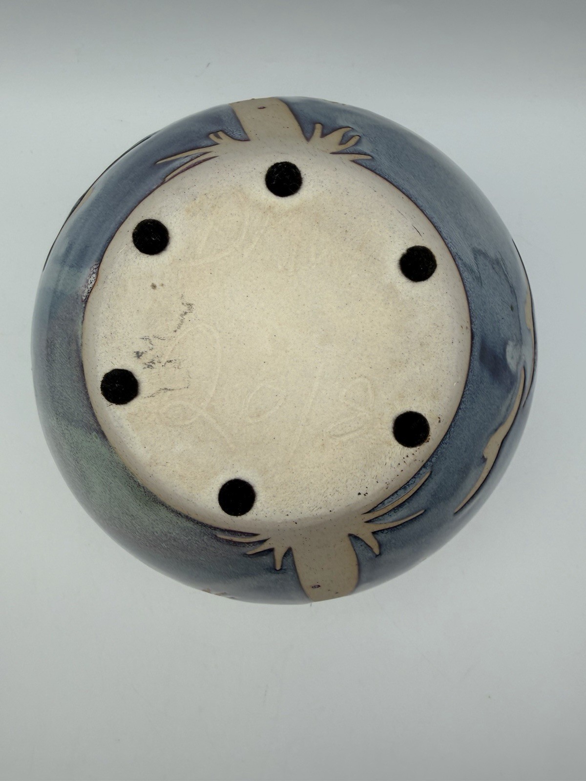 DMW Don Williams Studio Art Pottery Florida Palm Trees Birds Vase 6.75” Signed