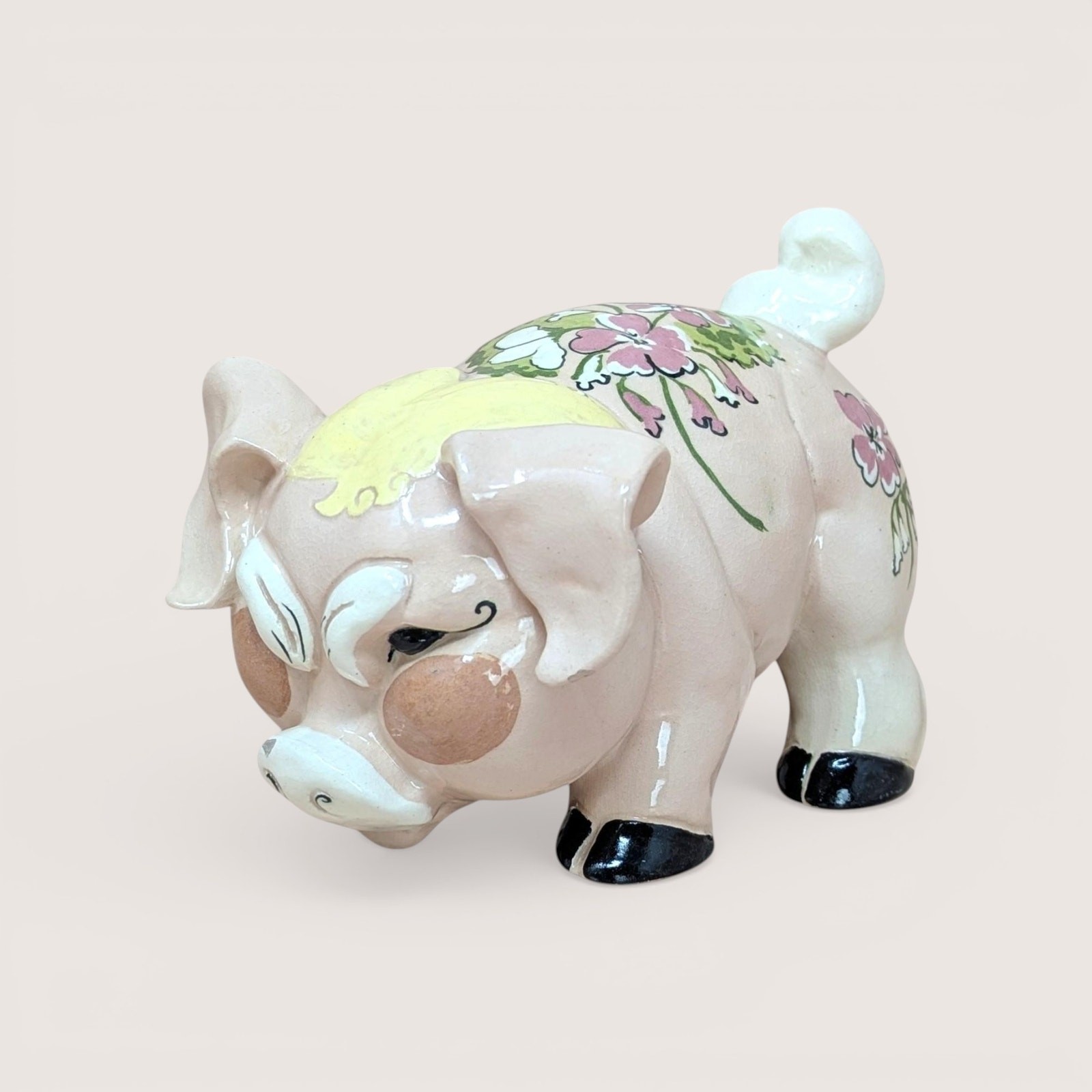 1940s Vintage Kay Finch Grumpy Pig Ceramic California Pottery Figurine