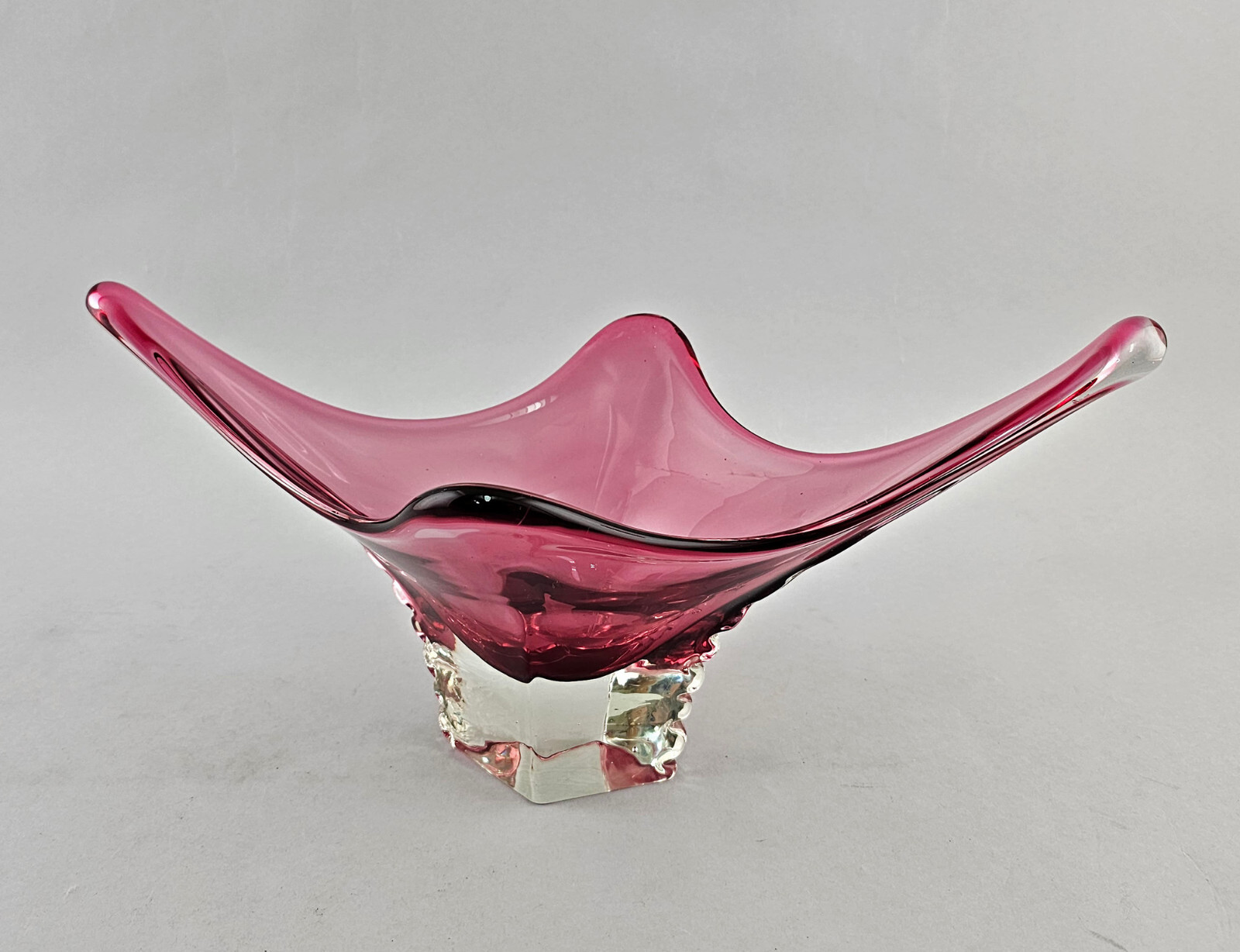 9235004 Bowl Flashed Glass Pink Purple Bohemia Large 9 3/8×7 1/2×17 5/16in