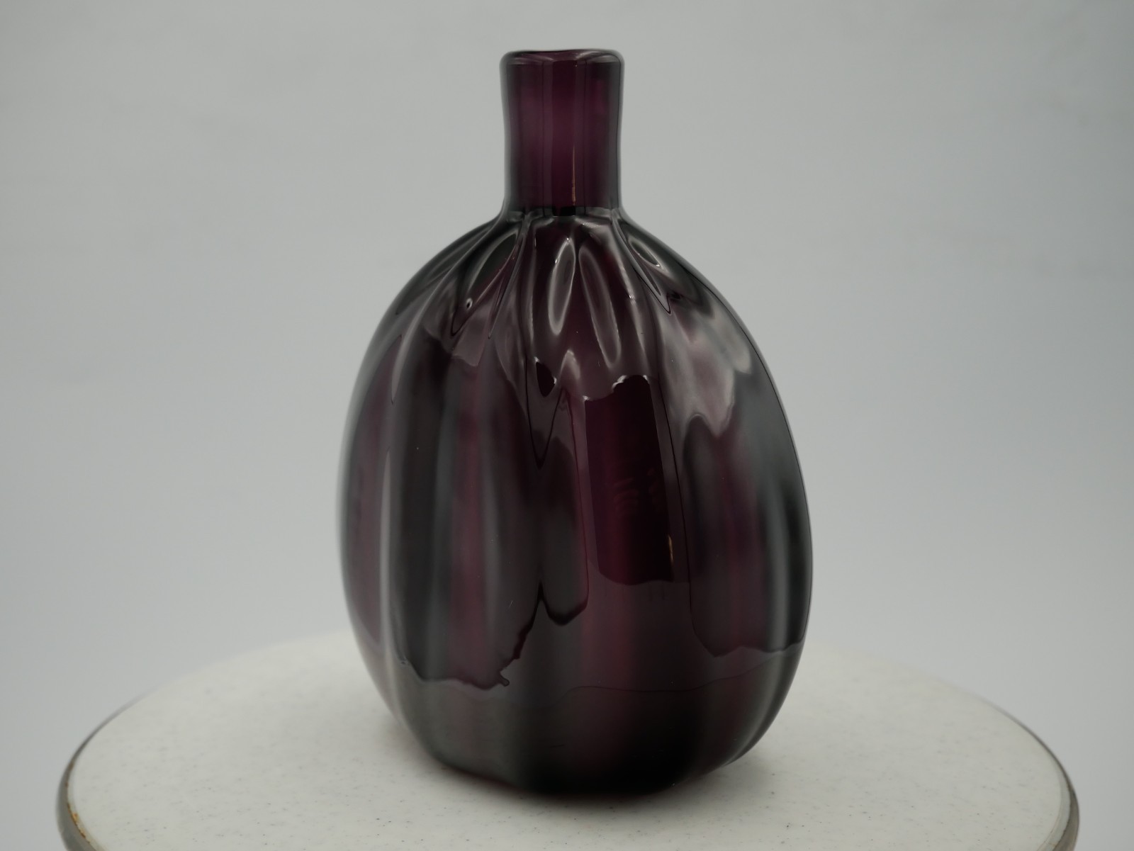 Metropolitan Museum of Art · Amethyst Glass Vase · Ribbed · 6″ H · Signed MMA