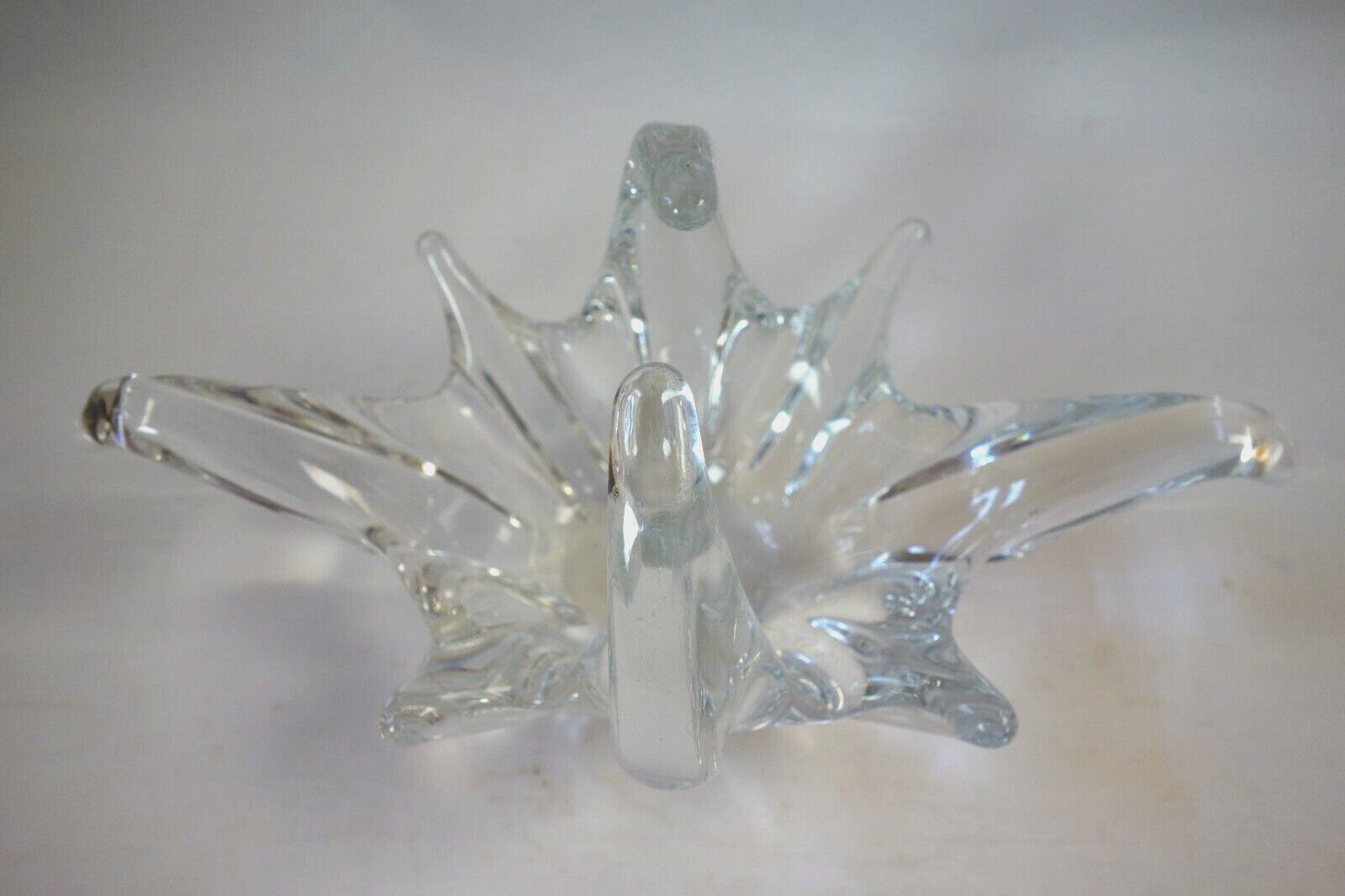 Vintage Heavy Clear Glass Table Centerpiece – 26cm Long – Good Cond