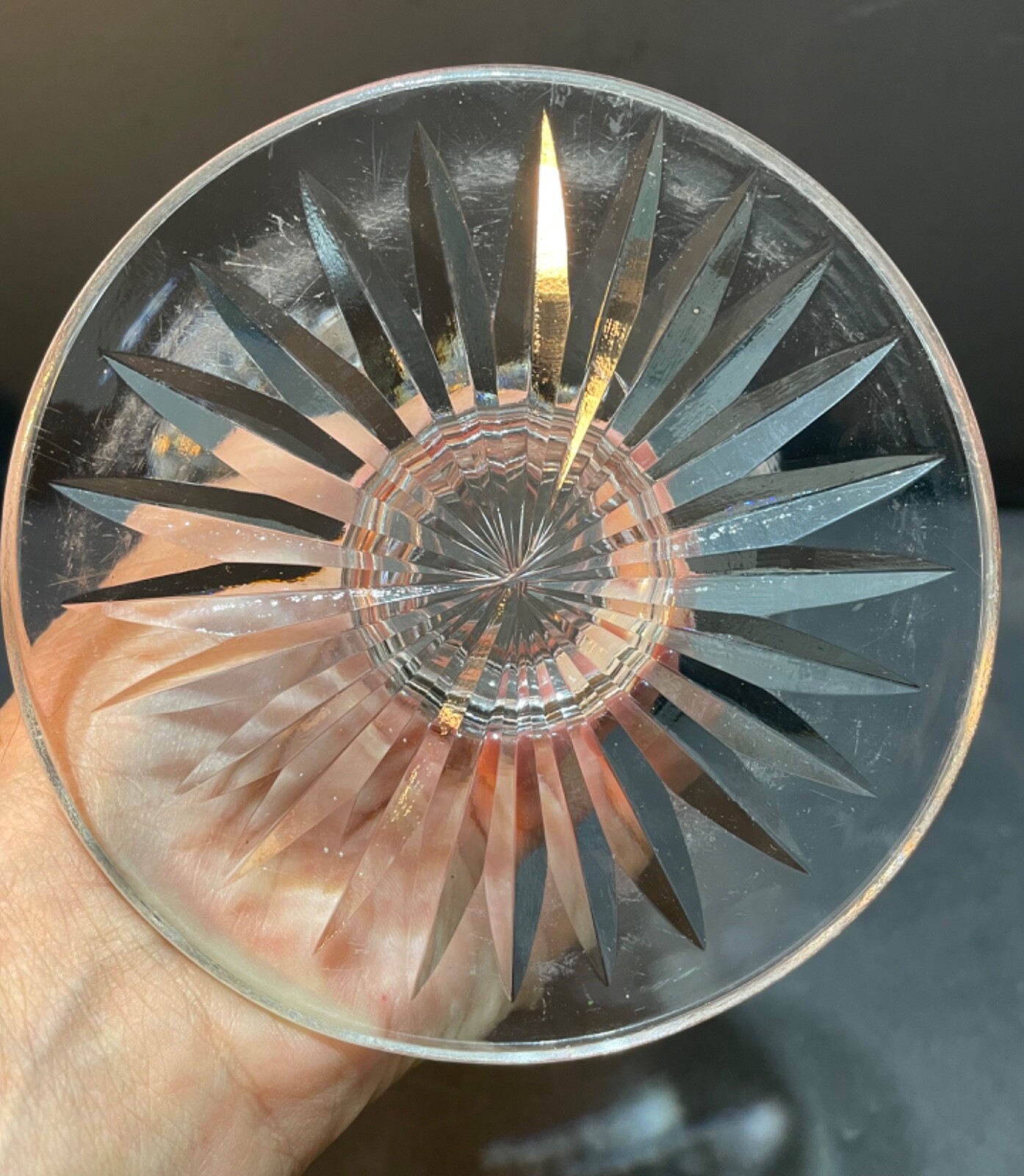 Tuthill ABP Cut Crystal Flared Fan Trumpet Vase 12″ 4lb Excellent