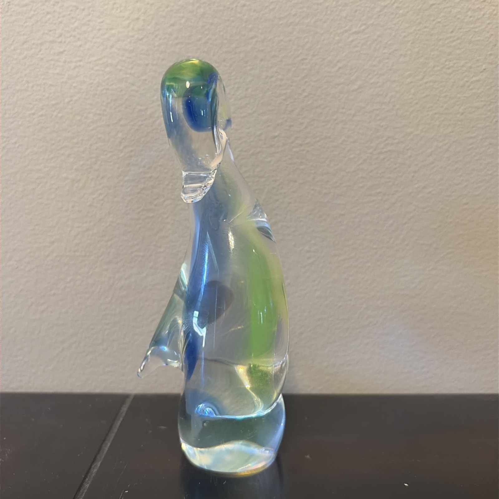Murano Crystal Duck Cobalt Vaseline Sommerso Glass 6″ Hand Blown Uranium UV Glow