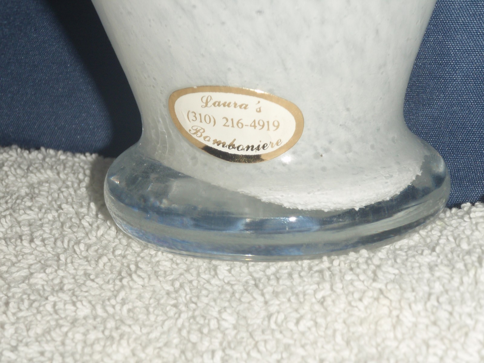 Creazioni SILVESTRI ARTE MURANO Crystal Vase * White Cobalt Blue Swirl * Italy