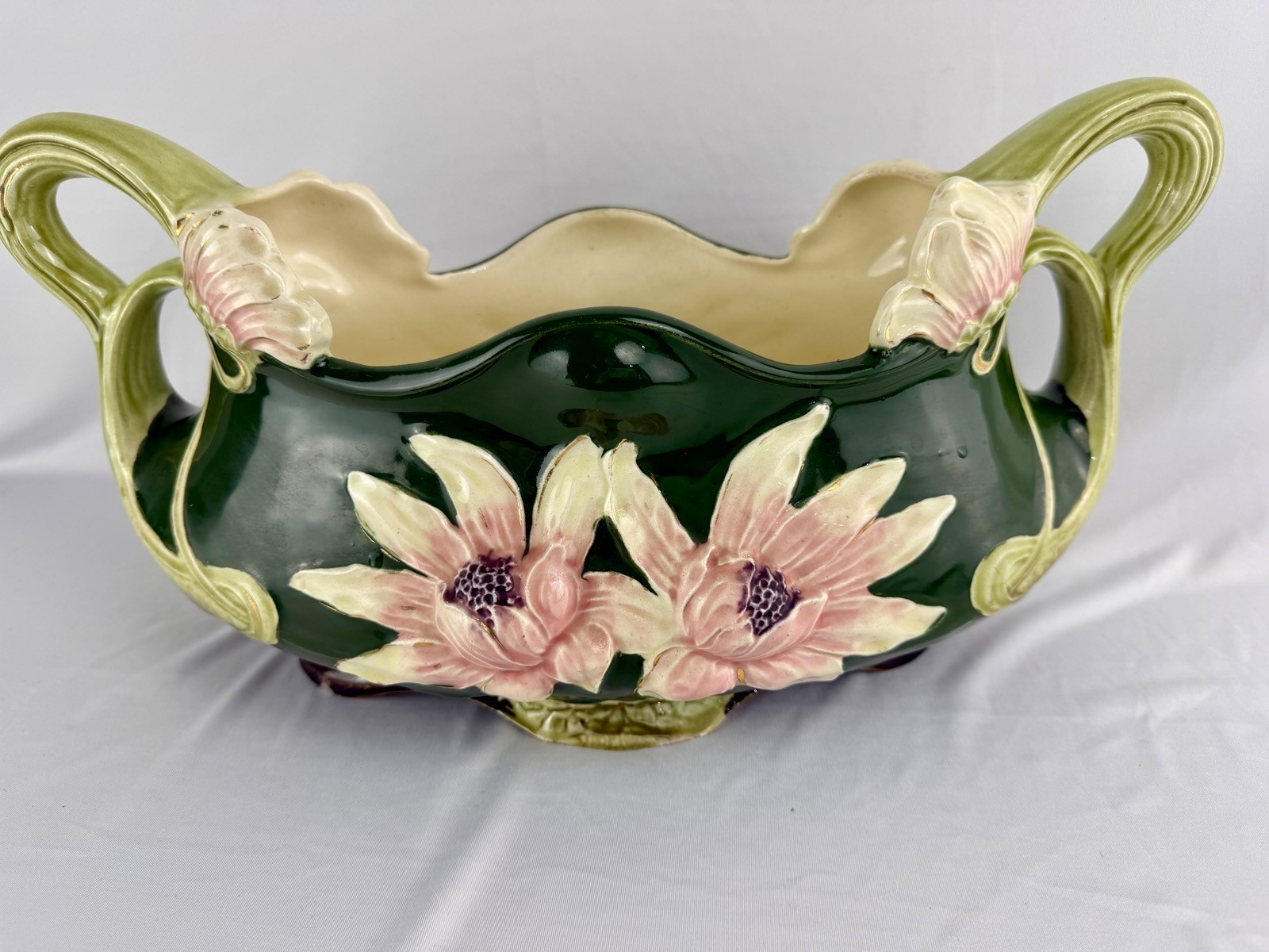 Antique Art Nouveau Majolica Jardinière, Continental European, Circa 1900–1915