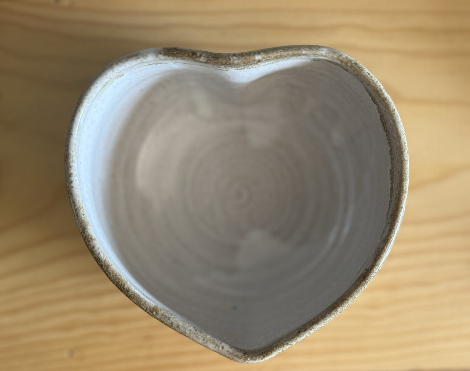 Handmade Heart Shaped Pottery Trinket Jewelry Dish White Glazed