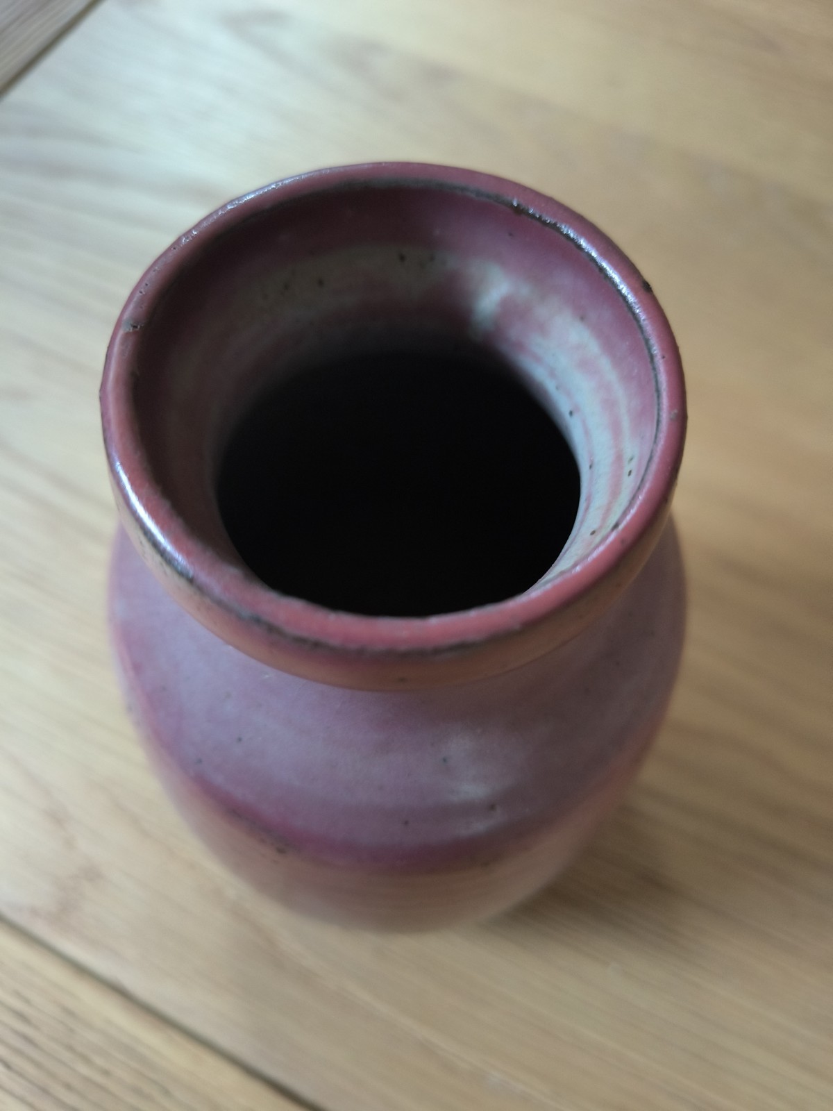 Vintage Studio Pottery Vase Signed Pink Grey Drip Stoneware Akron Ohio