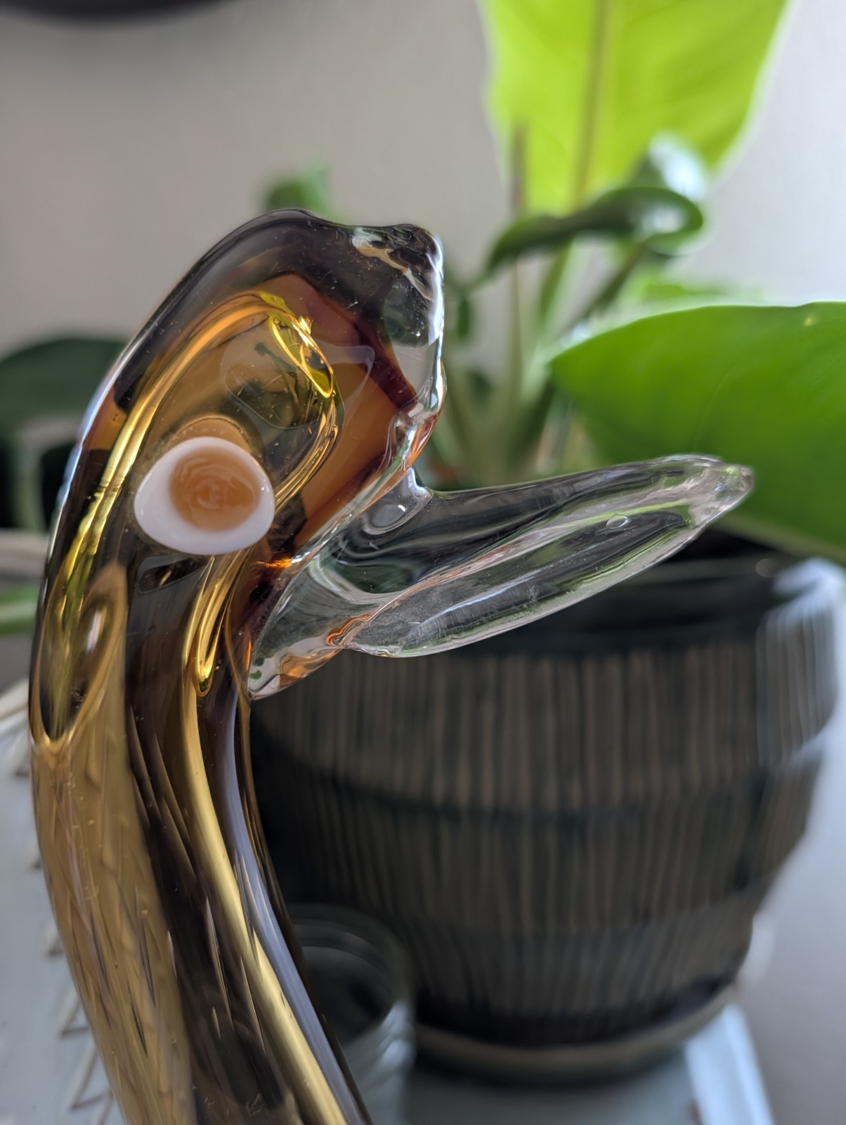 Murano Studio Art Glass Duck Figurine Hand Blown Brown Clear Check Out Photos 🤍