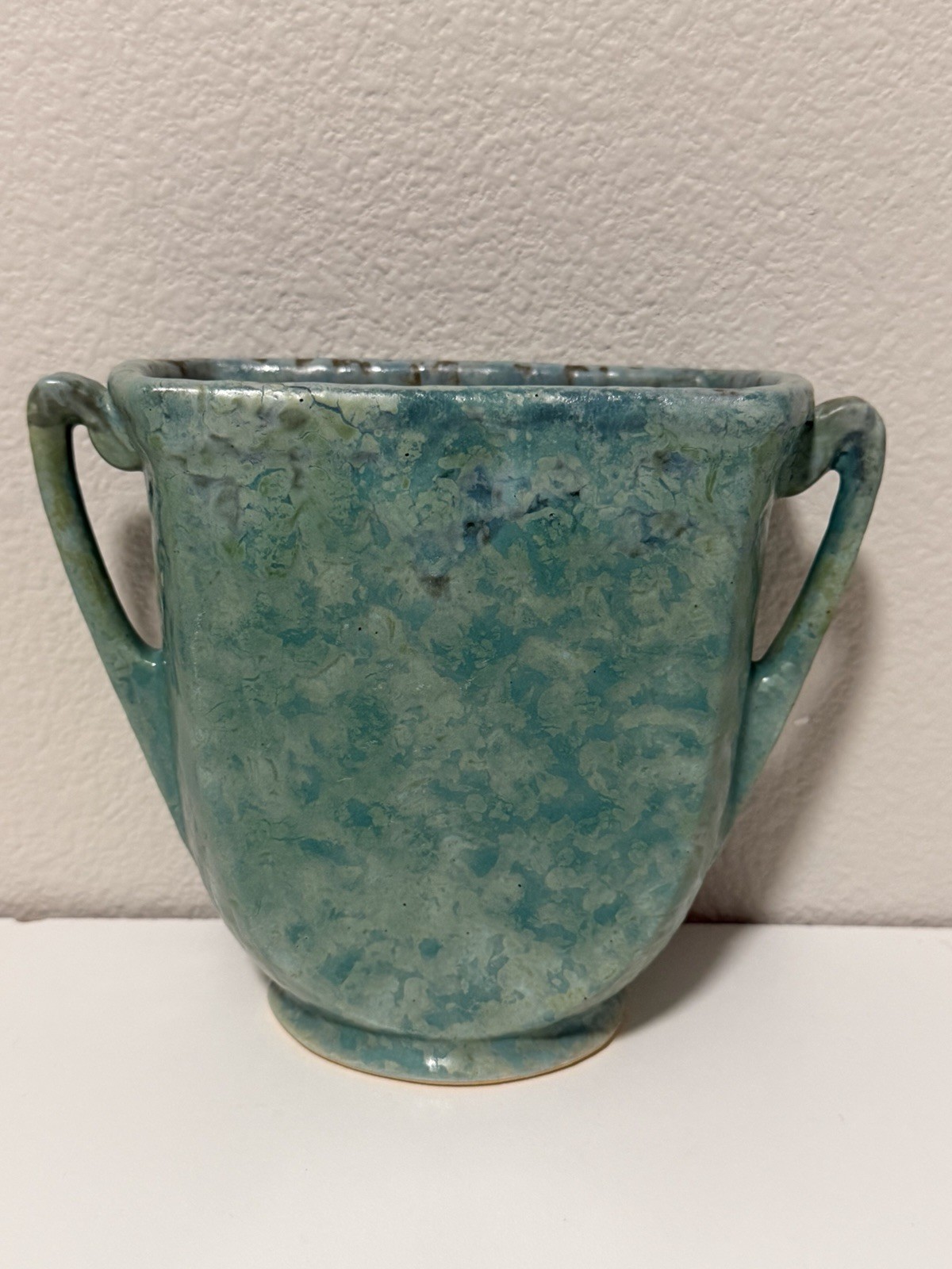 Roseville Art Pottery Carnelian II Glaze Green /Blue Pillow Vase # 53-5” In 1915