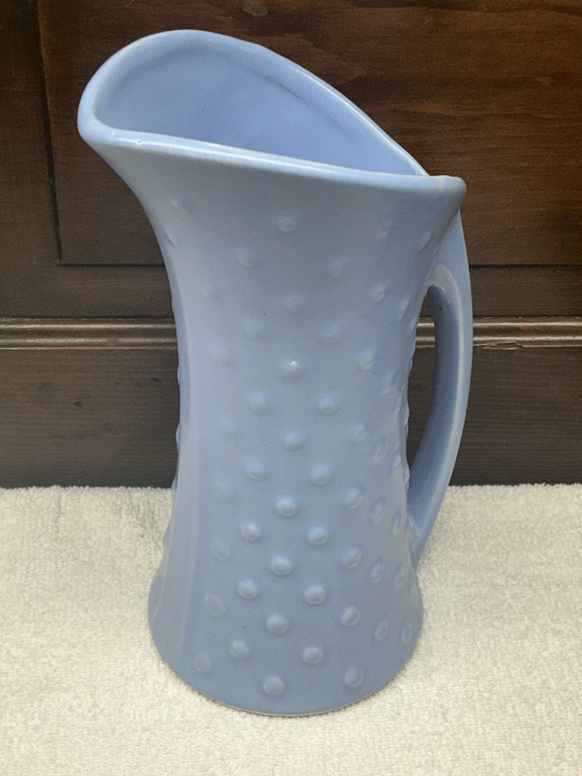 1940’s Nelson McCoy USA Hobnail 10 1/4” Pitcher/Vase Pastel Blue Xlnt Condition