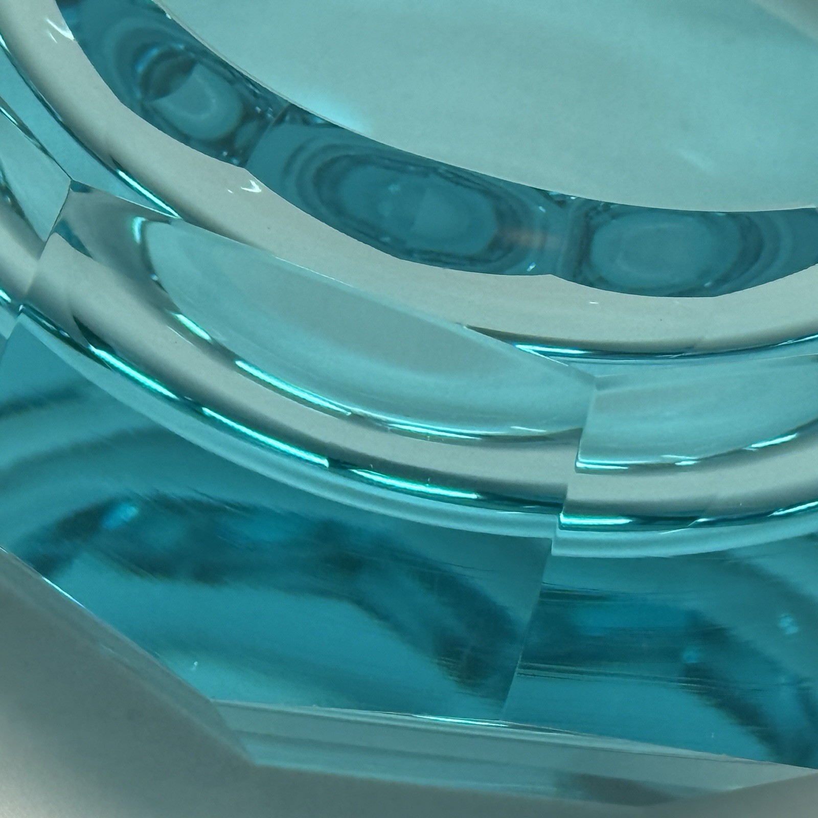 Uranium Turquoise Moser Gem Style Glass Ashtray w/ Imperfections