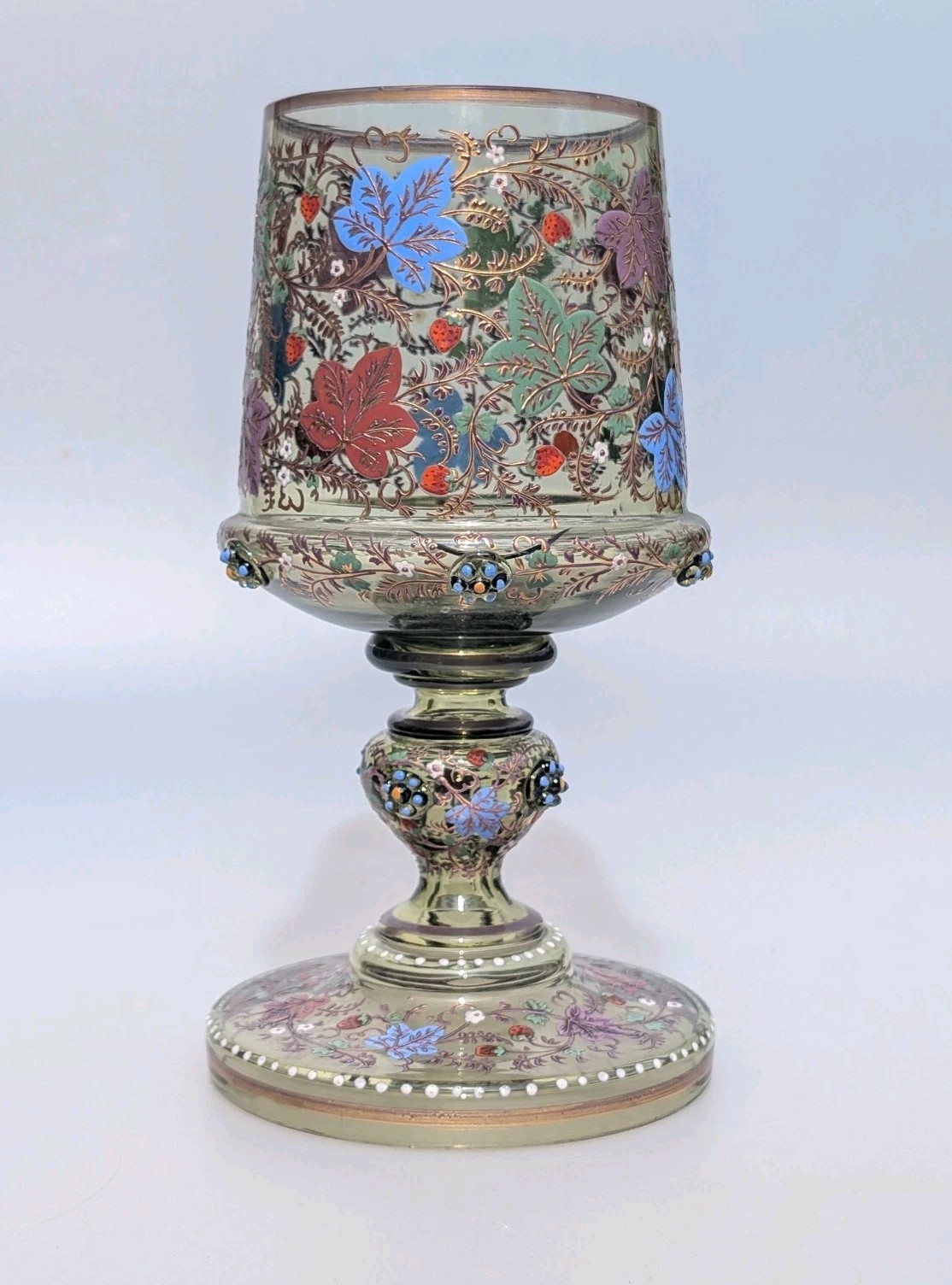 Antique 19th Century Moser Enamelled Glass Goblet Roemer Czech Bohemian