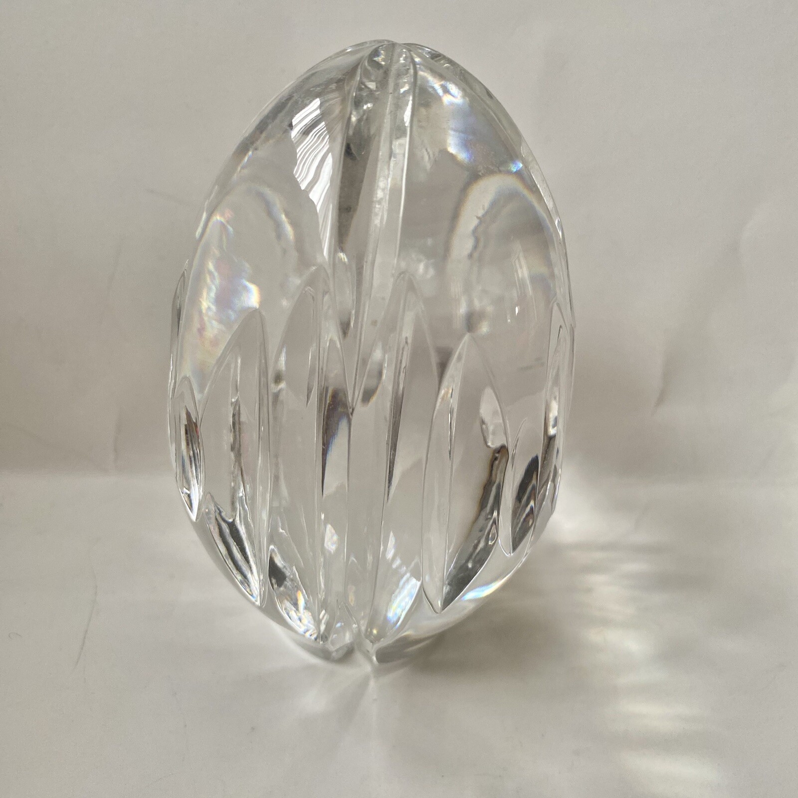 Paperweight Clear Cut Glass Egg Shaped 5 Inches