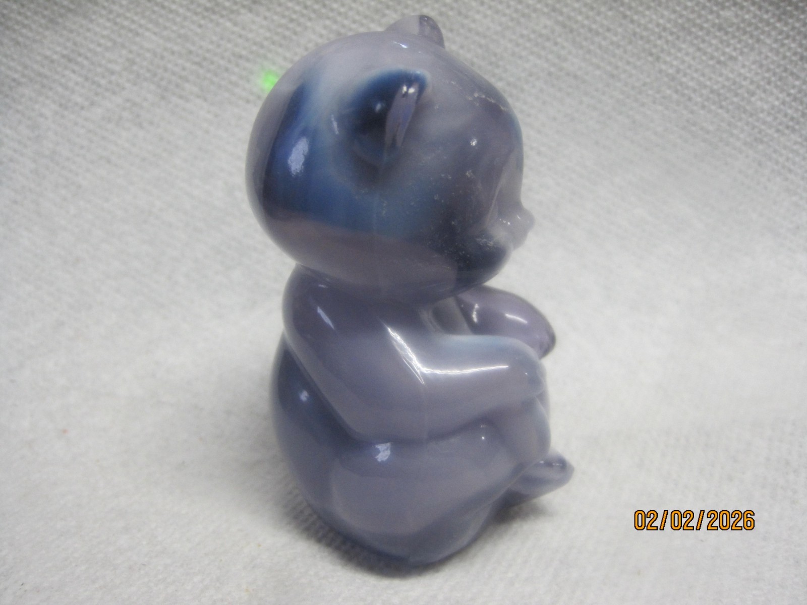 Vintage Fenton Purple Slag Glass Sitting Bear Figurine Handmade USA #2