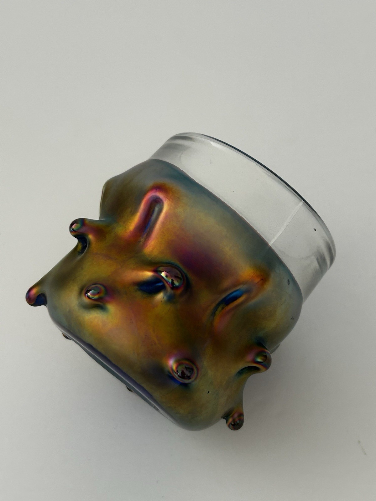 Magic Sands Iridescent Art Glass Vase Cup Candle Holder 8oz 3.5″ h Collectible