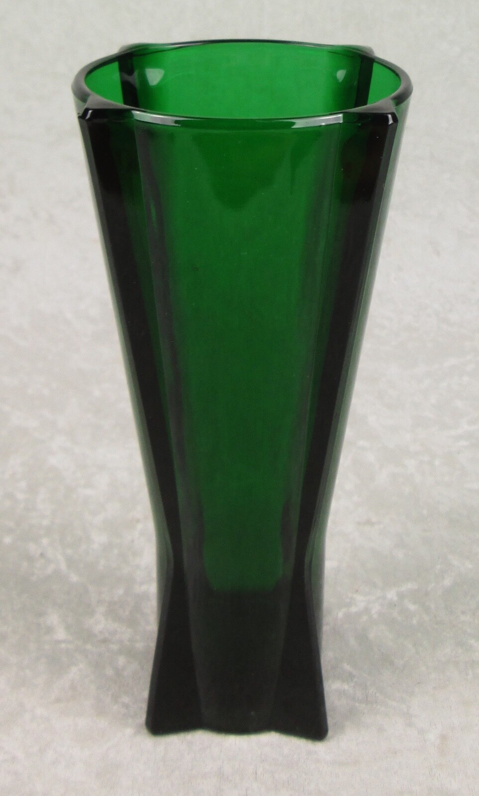 Anchor Hocking Emerald Green Glass Rocket Ship Vase Mid Century Modern 8-3/4in T