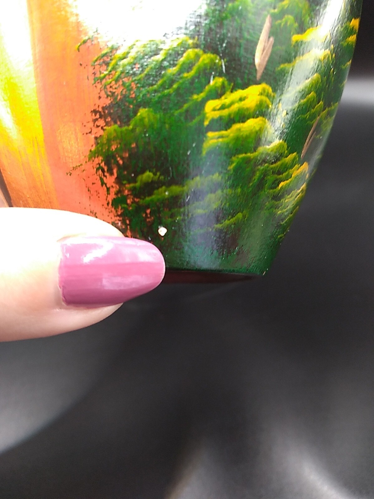 Small Pottery Vase Made In Peru Handpainted Signed Nina 4.75 in tall