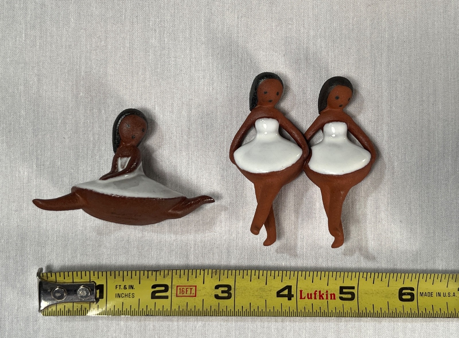 Vintage Edith of Danmark Pottery Terracotta Clay Redware Ballerina Figurines