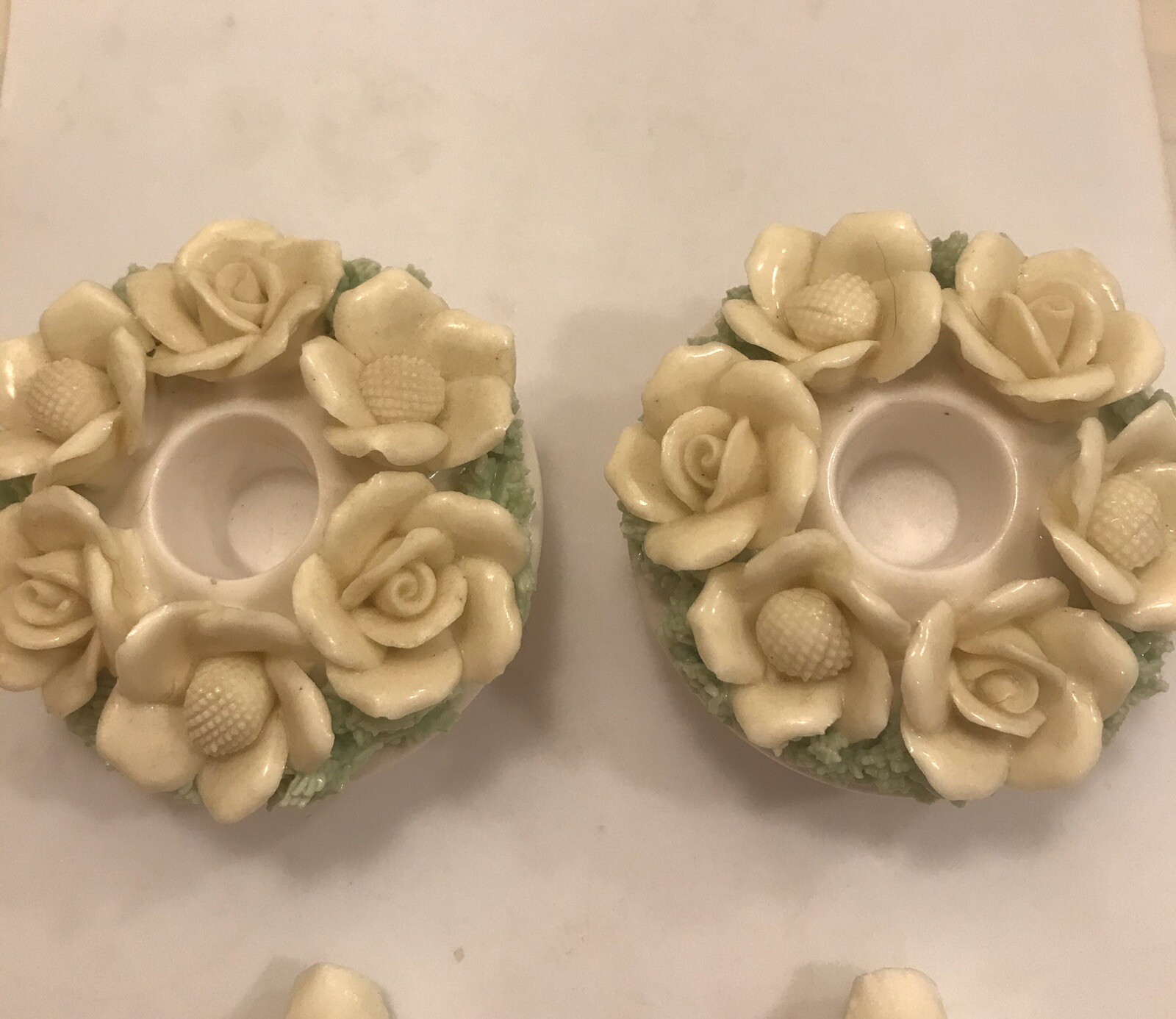 Ardalt Porcelain Flower Basket Bouquet & Candle holder Japan 2.25 in. Tall