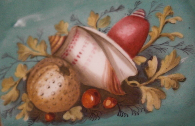 Antique 19thC Grainger Worcester Porcelain Seashell Scene Basket England English