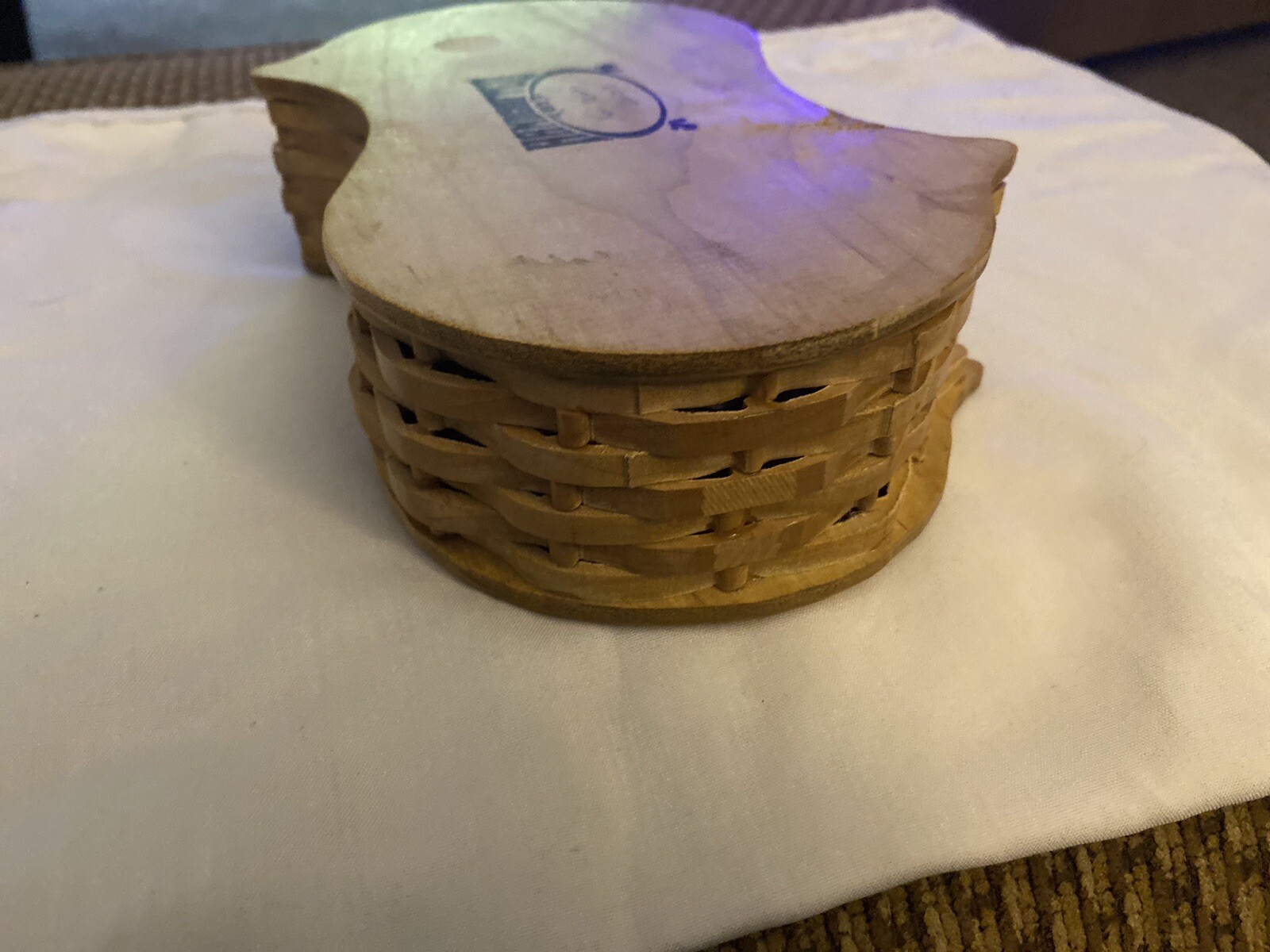Handcrafted Basket Weave Double Trinket Jewelry Wooden Box w Felt 2003 Ken Gray