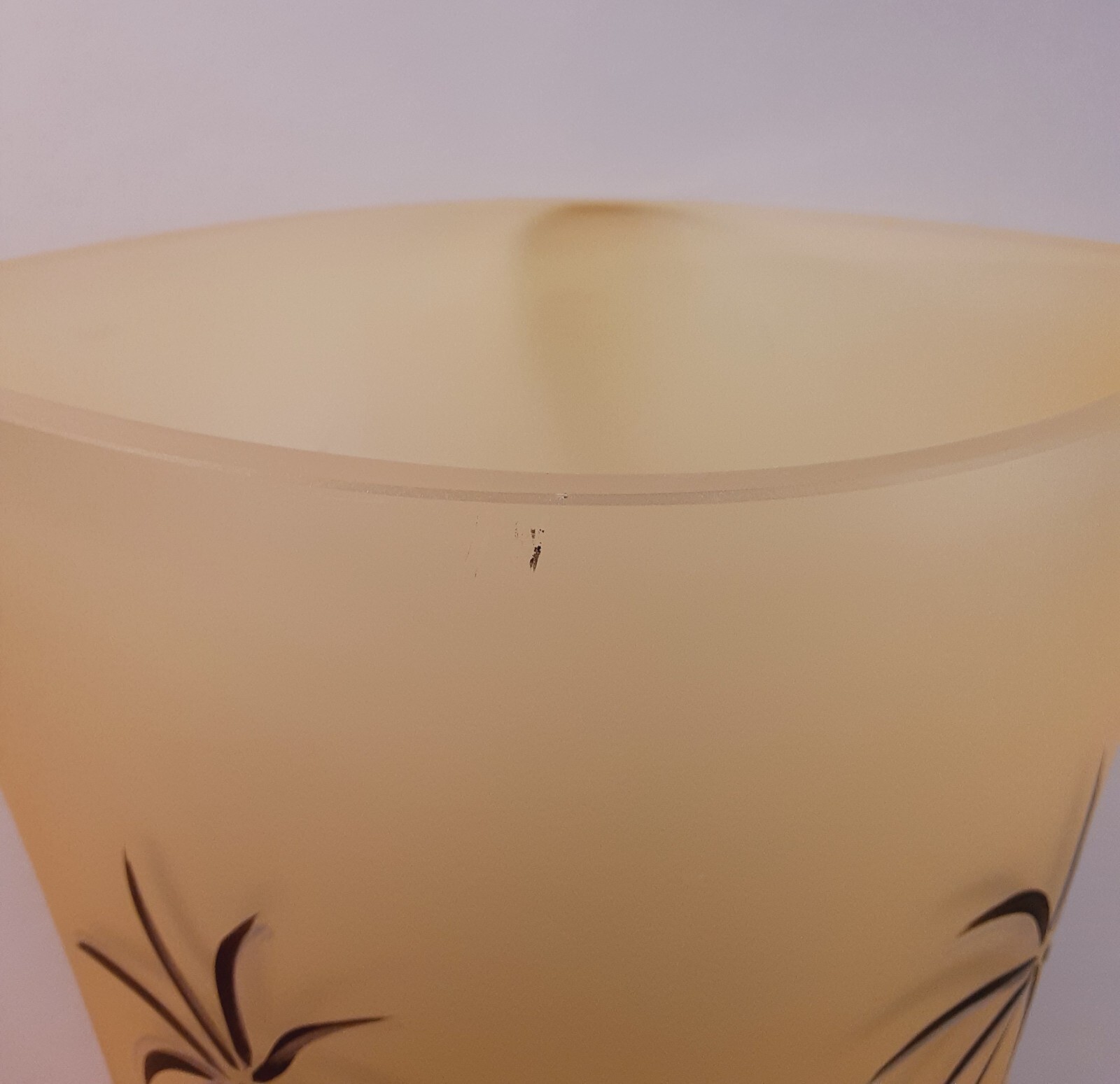 Womar Poland Glass Handpainted Swaying Palm Trees Satin Frost Yellow Green Vase
