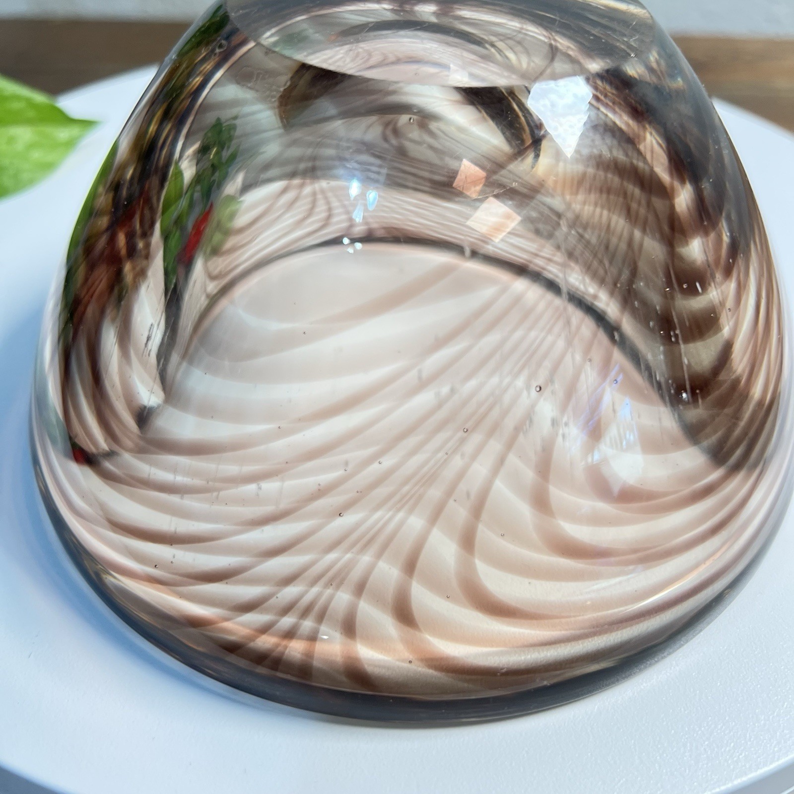 Heavy Blown Glass vase Signed Gato Art Glass Paperweight Bowl 1981