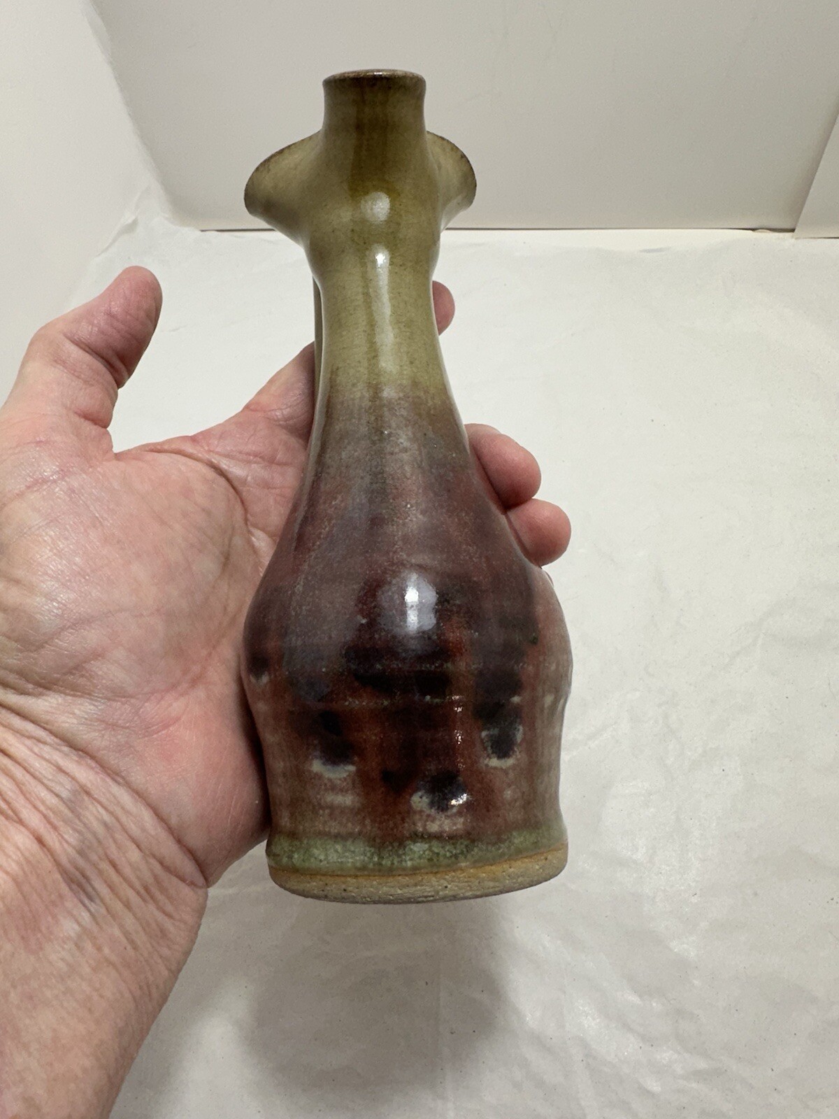 NicholsPotteryRebeccaPitcherHuckleberrySigned7.5”Biblical