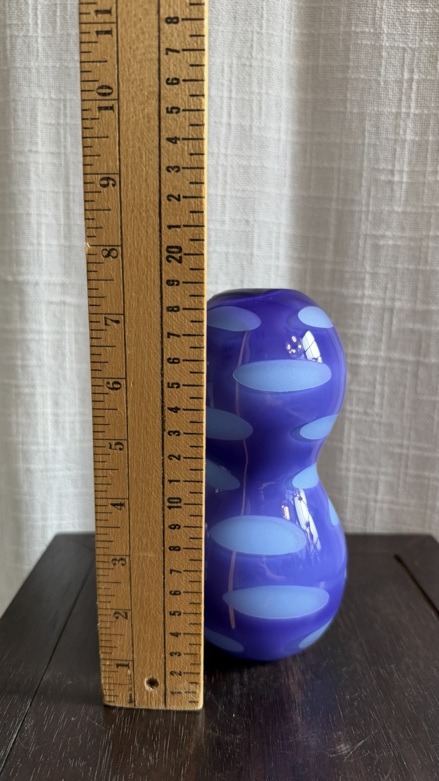 Kosta Boda By Gunnel Sahlin Contemporary Spotted Purple Glass Bulb Vase 7.5”
