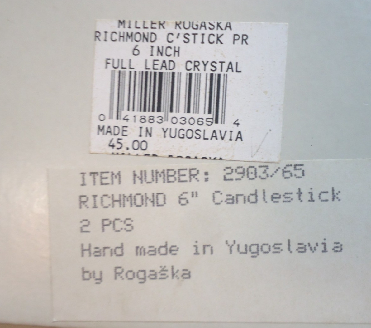Pair of 2 Rogaska Hand Made Crystal RICHMOND Candlestick Holders With Box 6″