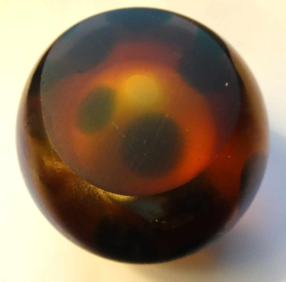 Vintage Tiffany & Co Favrile Style Oil Spotted Art Glass Paperweight