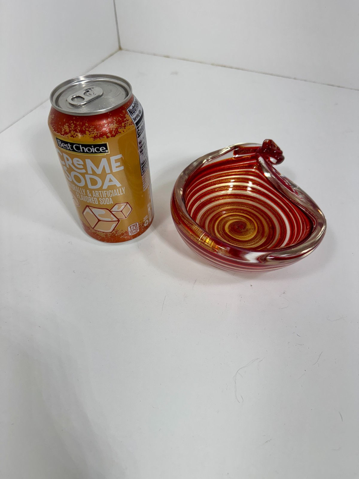 VTG BAROVIER Zebrati Murano Ashtray Red Gold Aventurine Italy