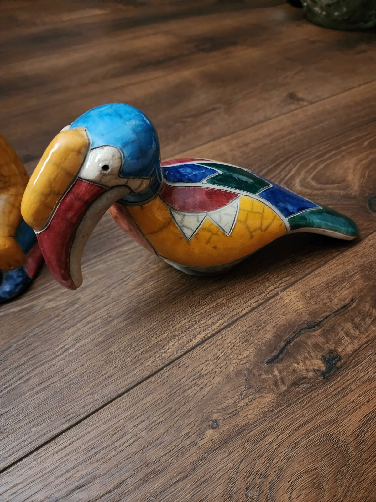 Raku Pottery Set South African Sculptures Monkey & Baby, Hippo Toucan Larger Set