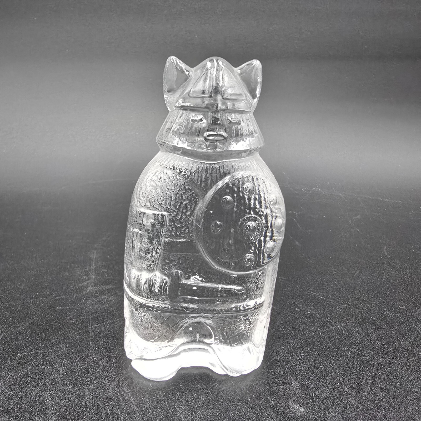 Scandinavian Swedish Art Glass Viking Figurine Lindshammar Clear Glass 4.5″