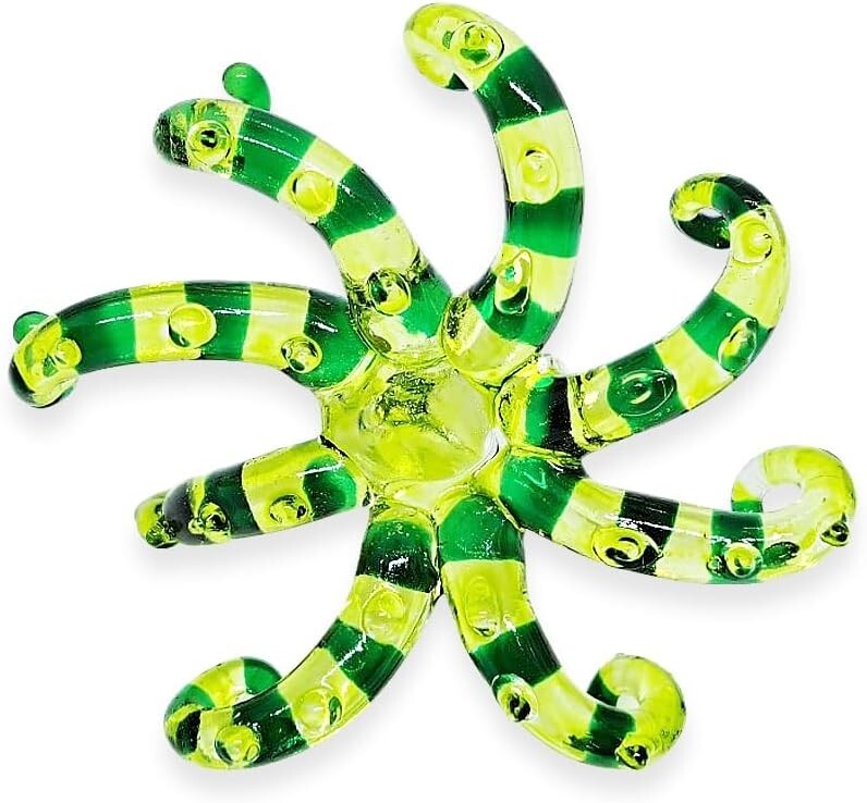 2⅜” L Green Octopus Glass Squid Miniature Sealife Aquarium Decor Animal Figurine