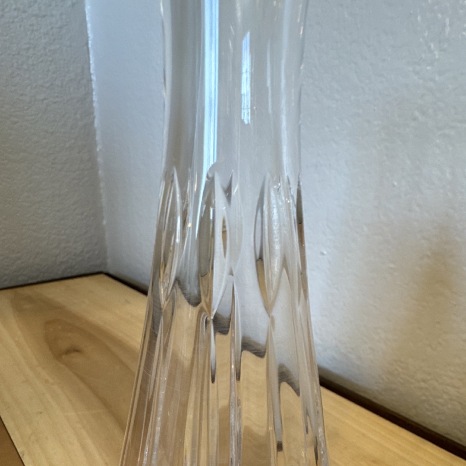 Atlantis Clear Lead Crystal Bud Vase Fluted Cut Starburst Base Signed