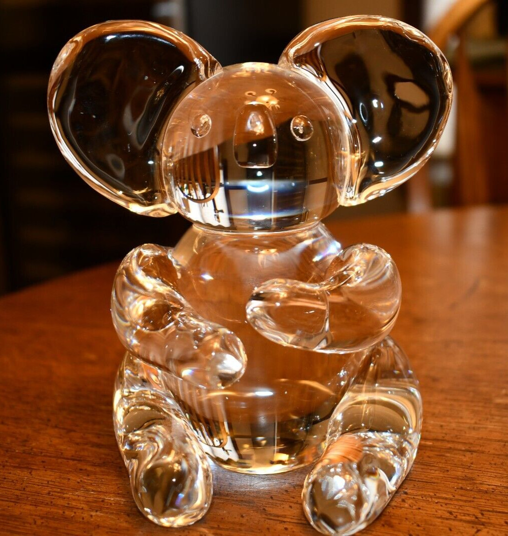 Steuben Signed Glass Koala Bear Figure 5.75″ Lloyd Atkins Design #8268