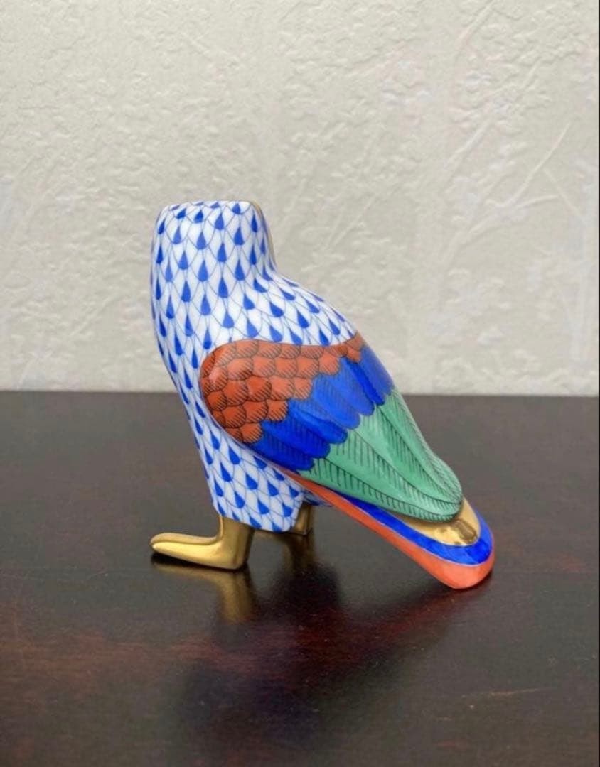Herend Owl Hieroglyphs Egypt Fish Net Pattern Multi Color Object Interior