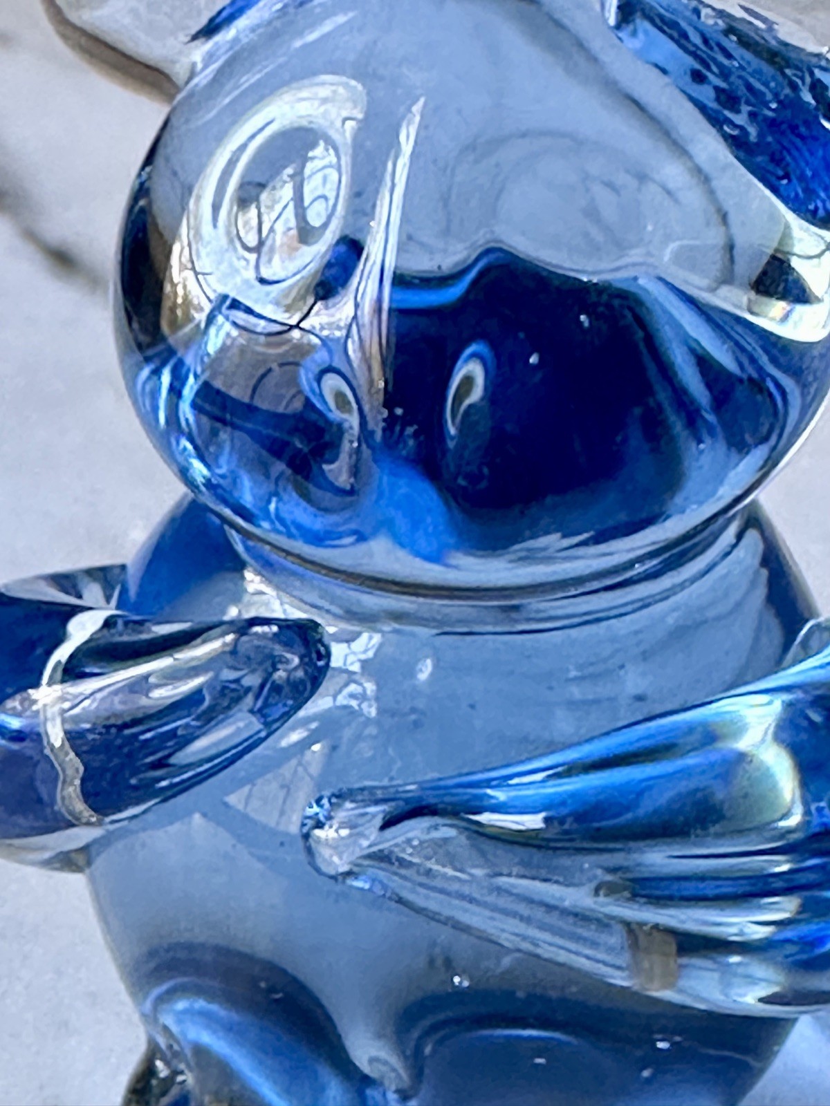 Commemorative Fine Art Gallery Koala Bear Blue Art Glass Figurine, 3”