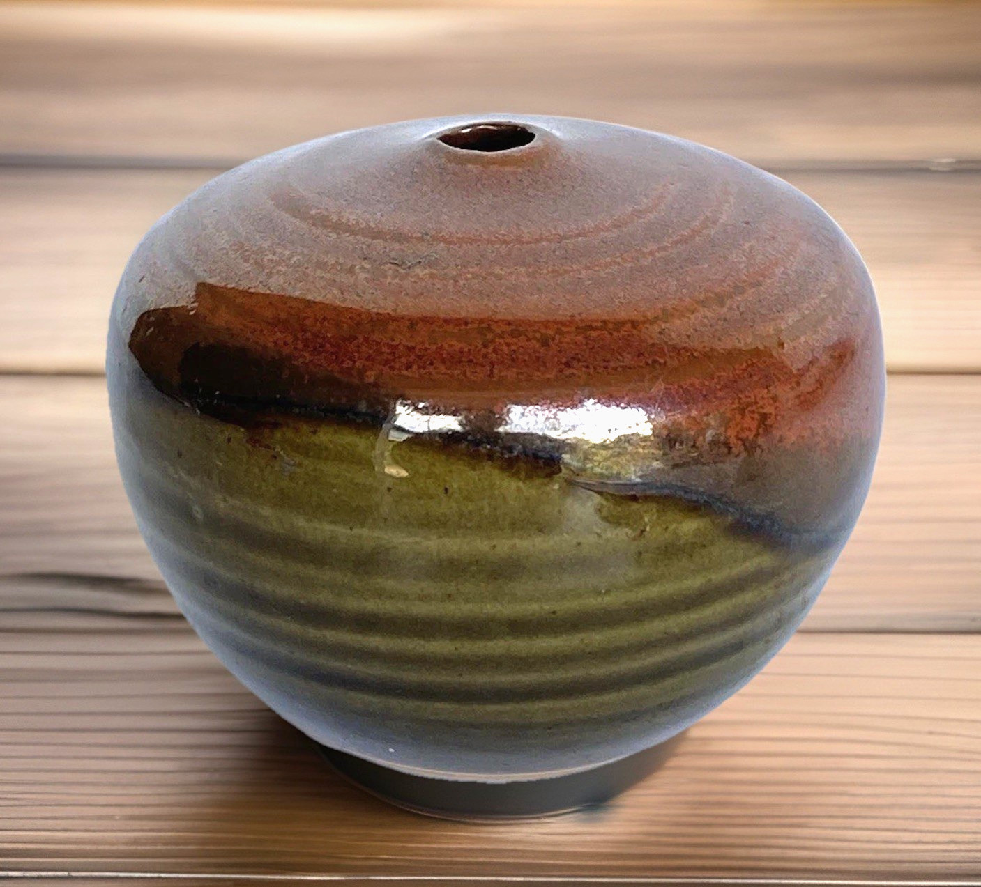 Small Vintage Mid-Century Modern Ceramic Weed Pot Vase, Japan 2-1/2 Inches Tall