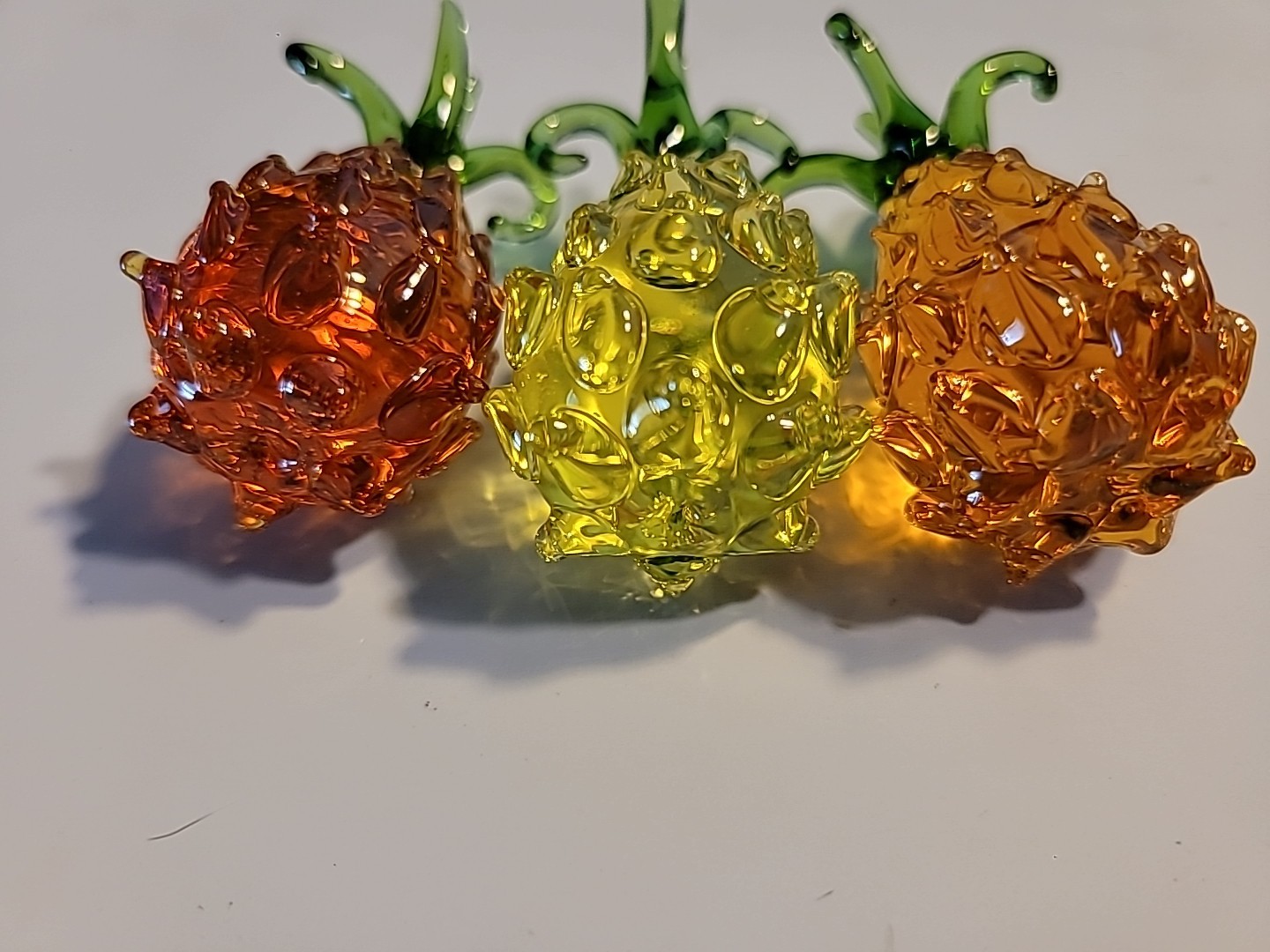 Hand Blown set of 3 Glass Pineapple Fruit Made in CZECH Republic
