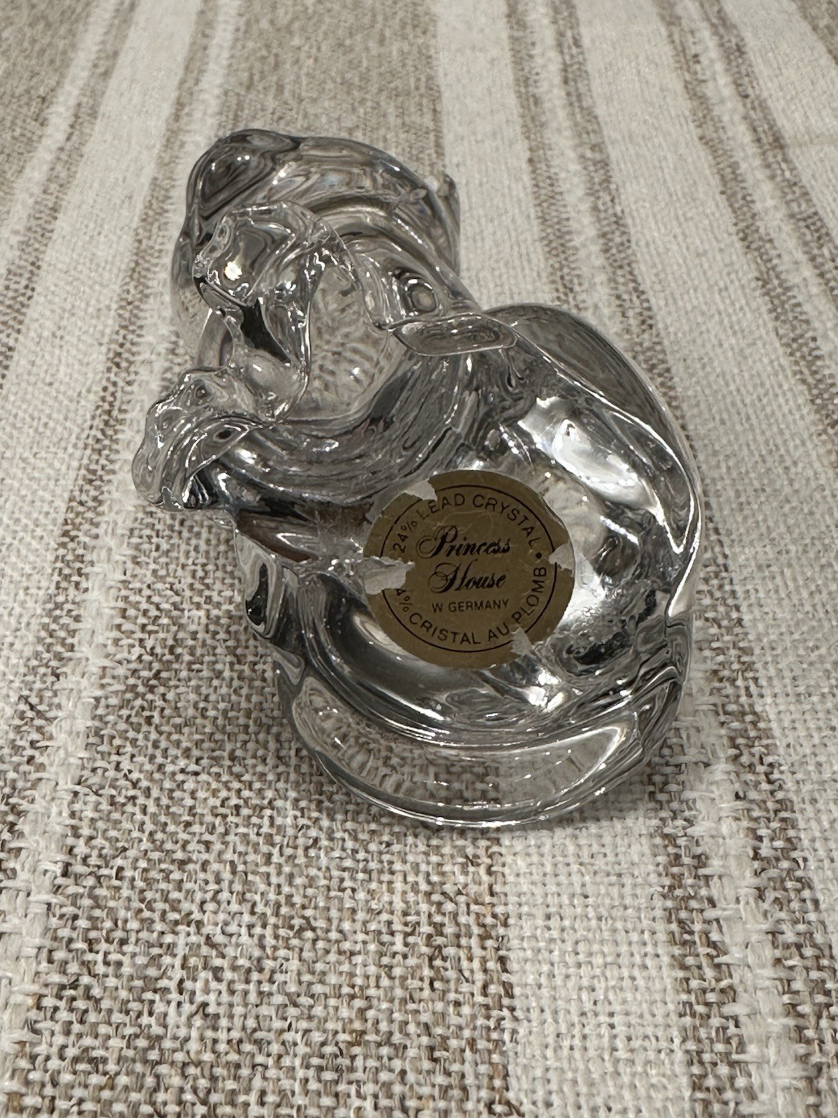 PRINCESS HOUSE Lead Crystal Vintage Cat Kitten Figurine Approx 3.50 inches