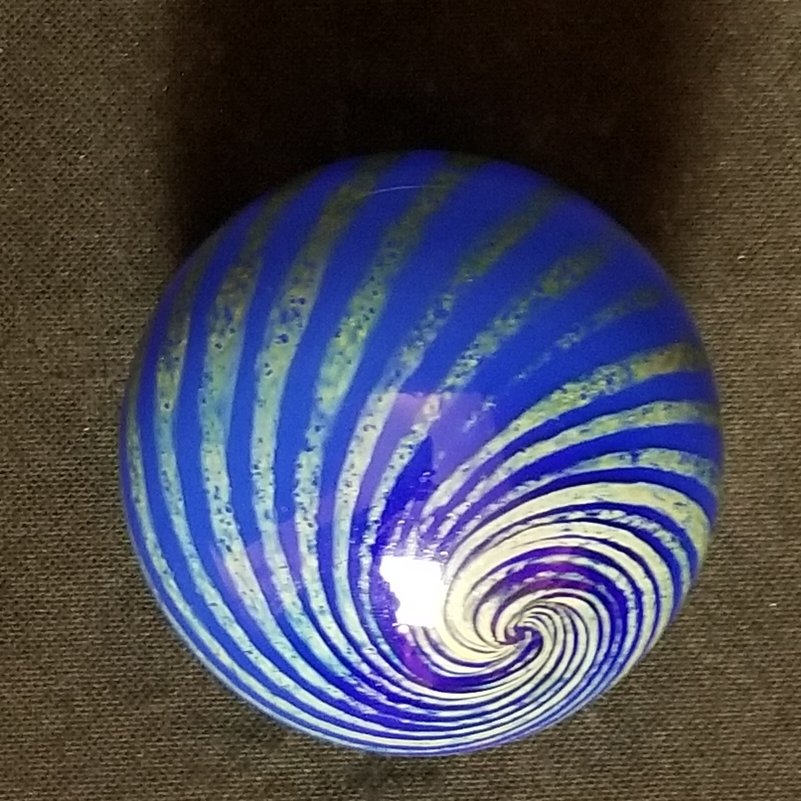 Vintage 1985 Art Glass Witch Ball Ornament Blue Green 3.5″ 3