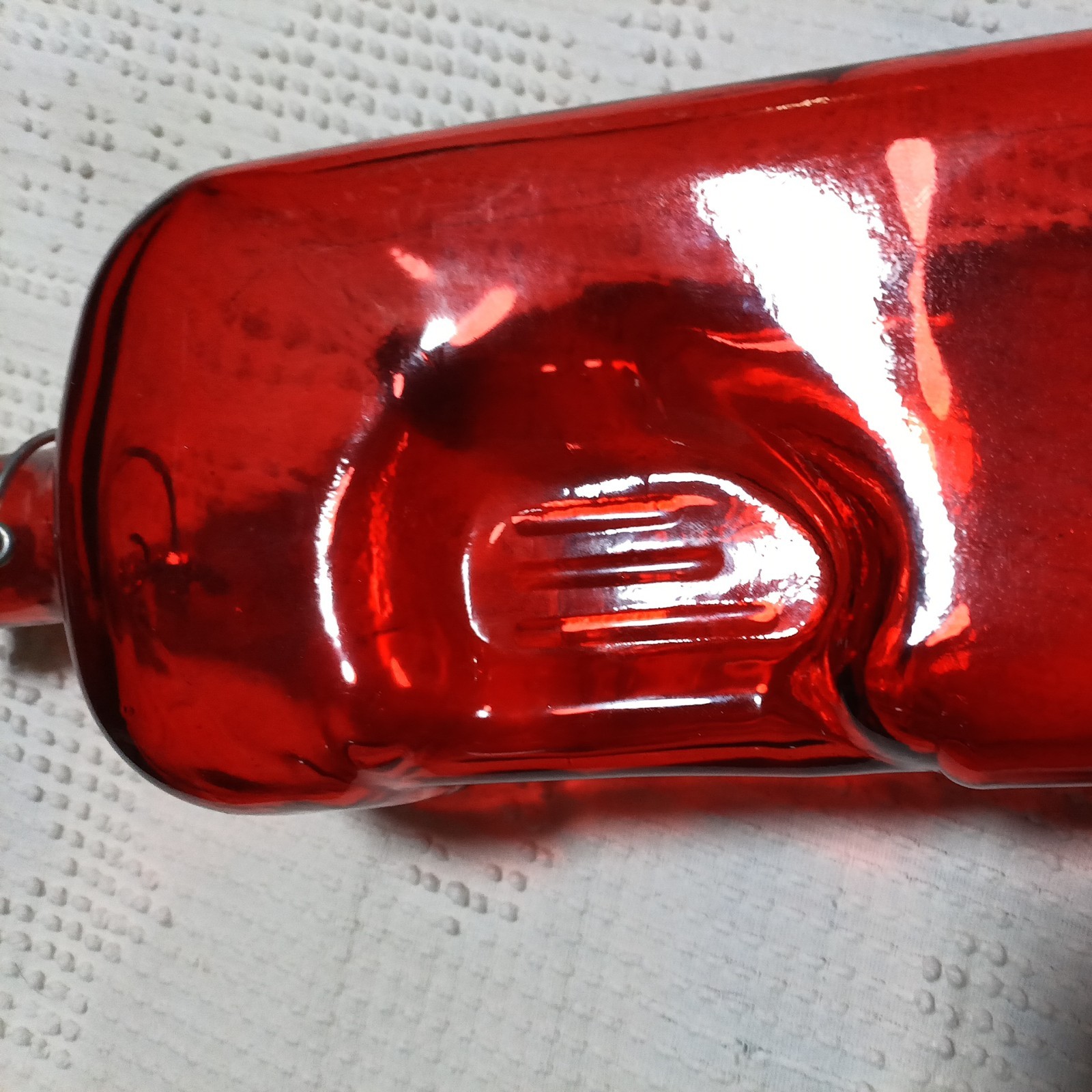 Rectangle Glass Water Bottle Gorgeous Red Color with top Vintage 12″ x 5″