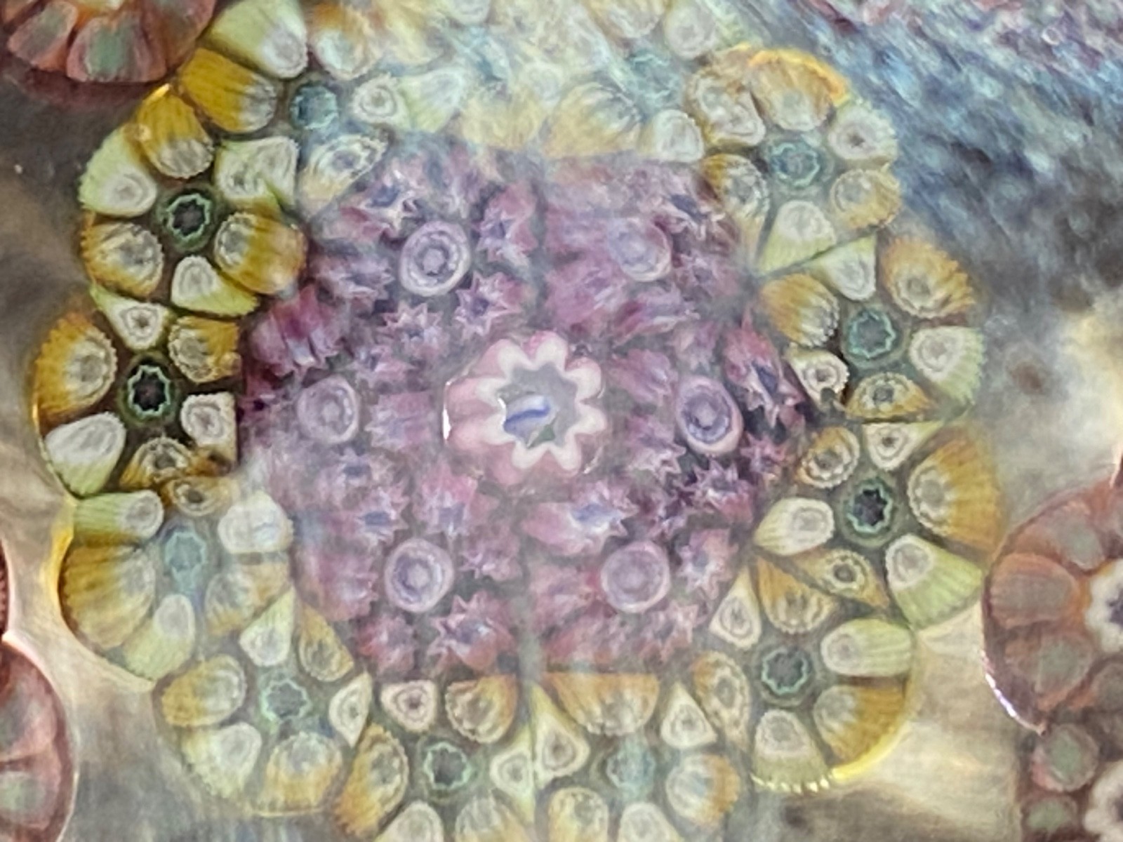 Perthshire Glass Flower Millefiori Garland Faceted Art Glass Paperweight J Cane
